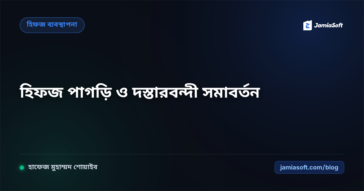 হিফজুল কুরআনের পাগড়ি ও দস্তারবন্দী সমাবর্তন সম্মেলন: মঞ্চ ব্যবস্থাপনা, সম্মাননা ও দোয়া মাহফিল এসওপি