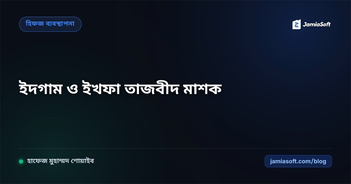 হিফজ শিক্ষার্থীদের ইদগাম, ইখফা ও কলকলাহ শতভাগ স্পষ্ট করার বৈজ্ঞানিক পদ্ধতি: তাজবীদ মাশক ও ভুল সংশোধন এসওপি