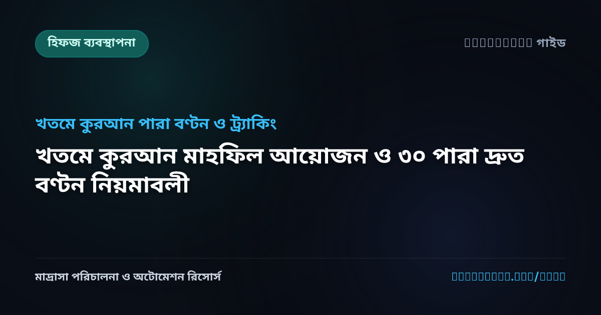 খতমে কুরআন মাহফিল আয়োজন ও ৩০ পারা দ্রুত বণ্টন নিয়মাবলী