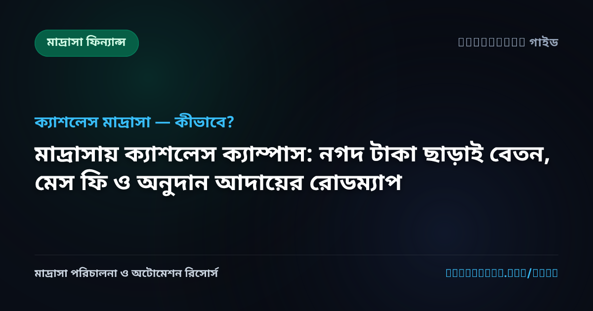 মাদ্রাসায় ক্যাশলেস ক্যাম্পাস: নগদ টাকা ছাড়াই বেতন, মেস ফি ও অনুদান আদায়ের রোডম্যাপ