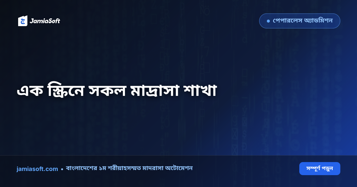 মাল্টি-ব্রাঞ্চ মাদ্রাসা নেটওয়ার্ক পরিচালনা: কেন্দ্রীয় ড্যাশবোর্ড থেকে সকল শাখার নিয়ন্ত্রণের কৌশল