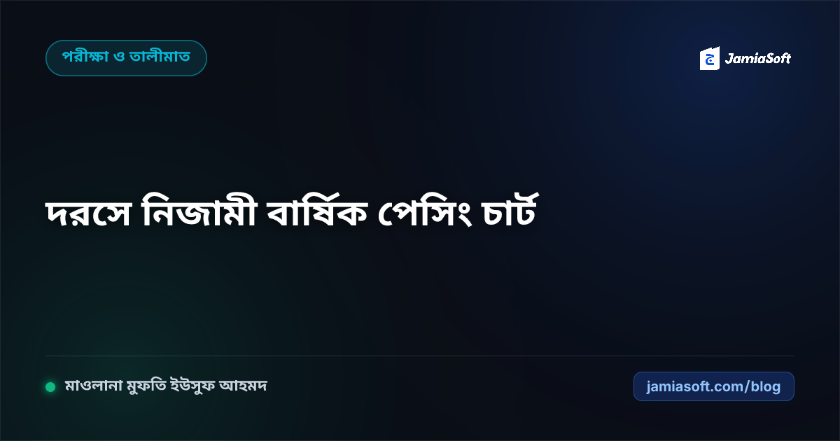 কওমি মাদ্রাসার দরসে নিজামী পাঠ্যক্রমের বার্ষিক পেসিং চার্ট: কিতাব সমাপ্তি ও ক্লাসরুম মনিটরিং গাইড