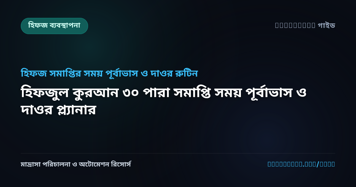 হিফজুল কুরআন ৩০ পারা সমাপ্তি সময় পূর্বাভাস ও দাওর প্ল্যানার