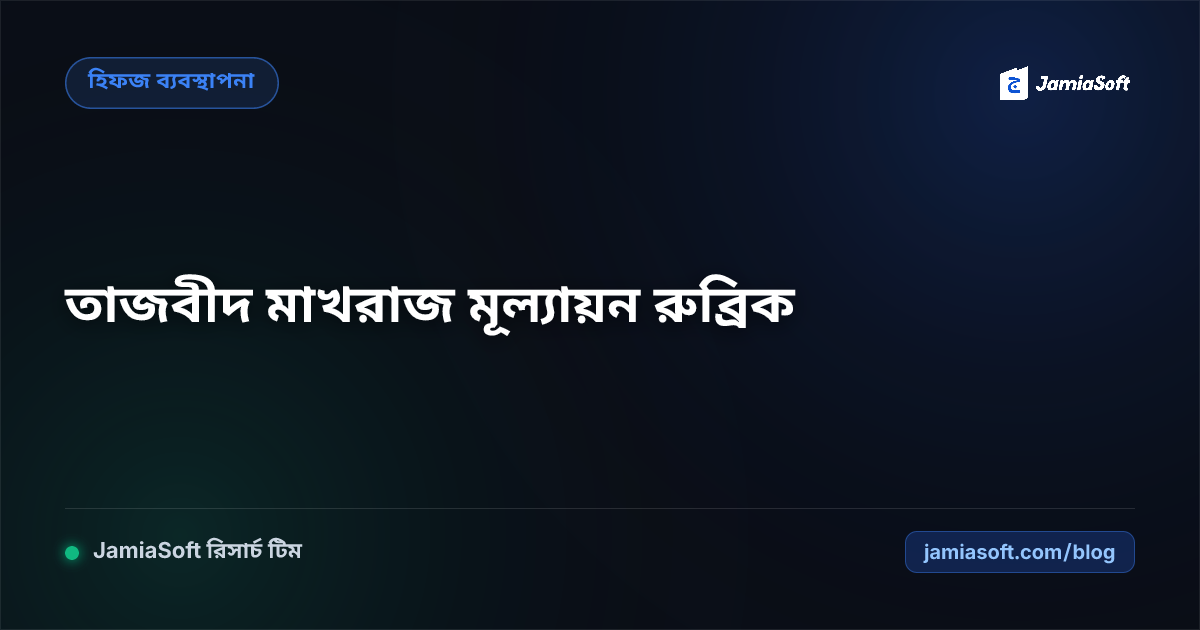 কুরআন তিলাওয়াত ও তাজবীদ মাখরাজ স্কোরিং রুব্রিক: হিফজখানার মূল্যায়ন গাইড
